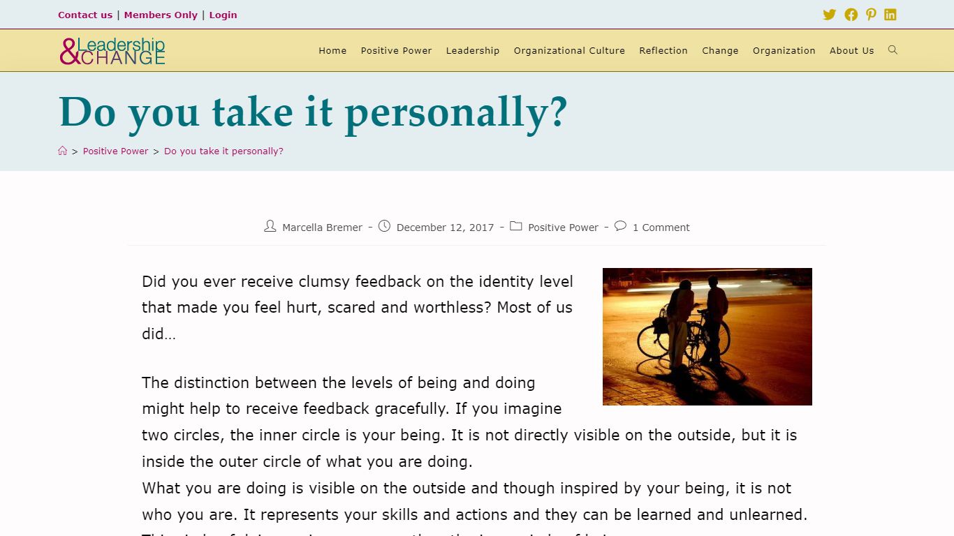 Do you take it personally? - Leadership & Change Magazine